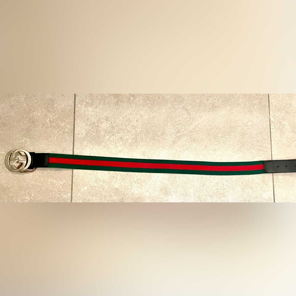 GUCCI WEB BELT WITH G BUCKLE. **WORN TWICE.